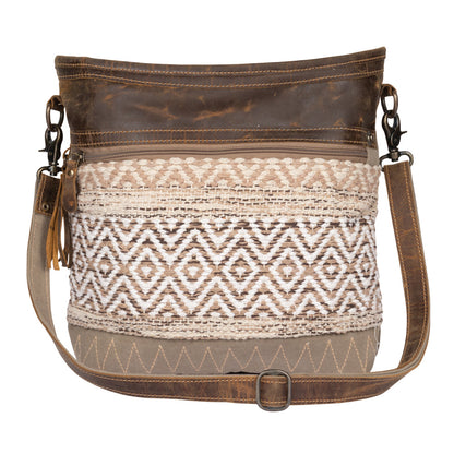 Myra Blending Taste Aztec Print Shoulder Bag for Women â€“ Brown Suede Leather, Adjustable Strap, Rustic Daily Carry