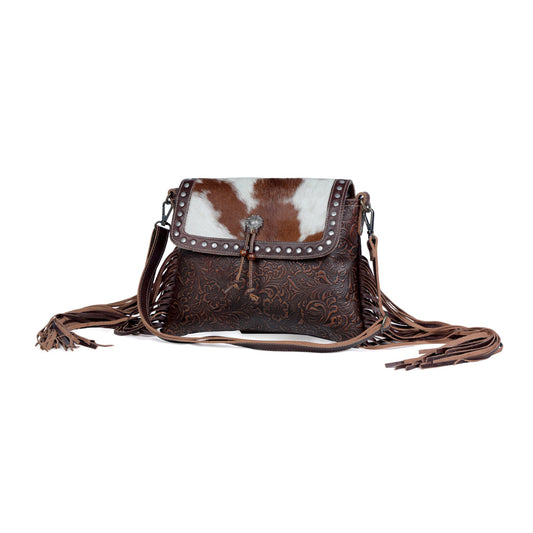 Carved Blossoms Leather & Hairon Bag