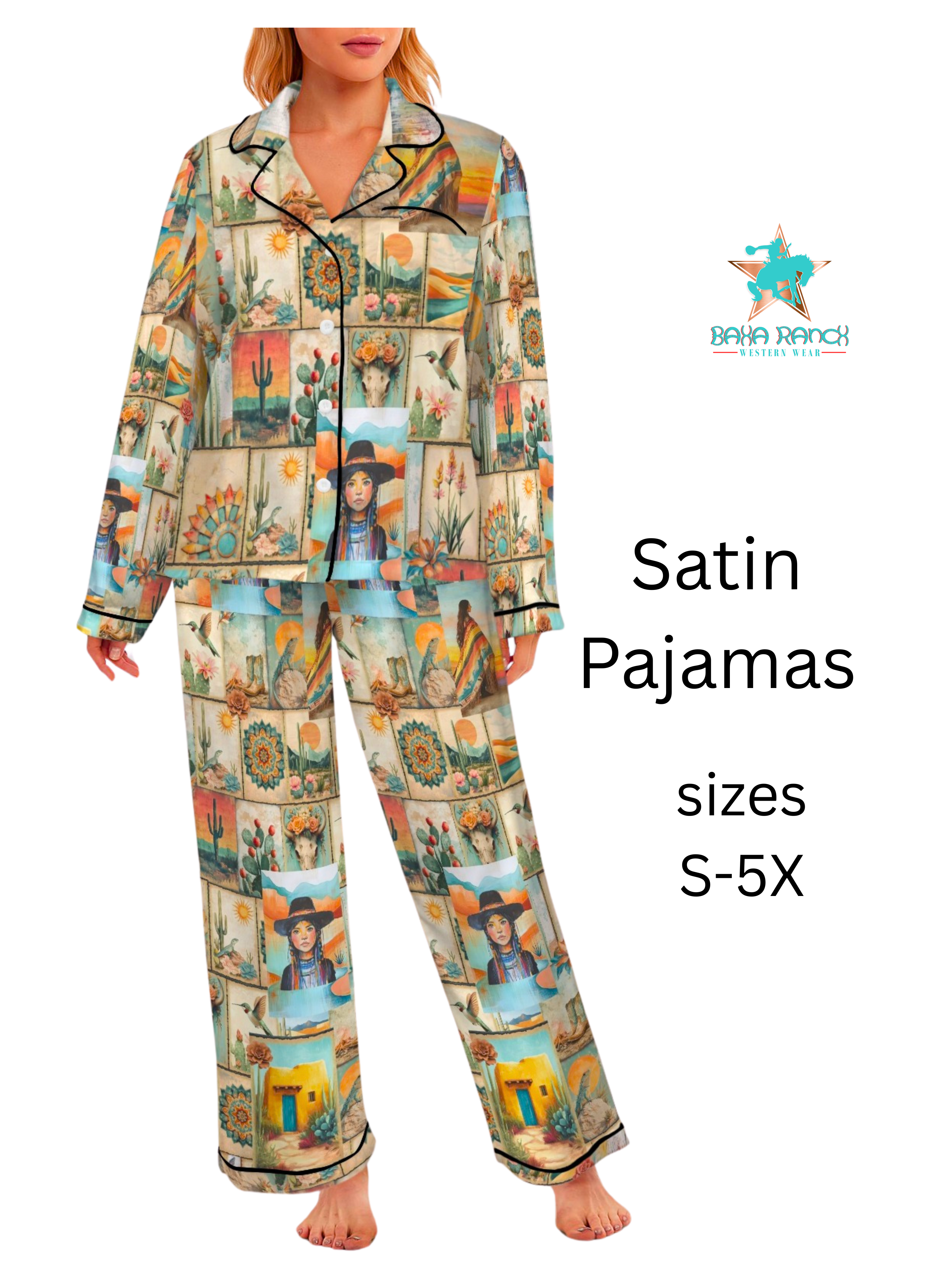 Baha Ranch Colores de Mexico Pictures of the Southwest Satin Pajamas ...