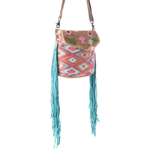 Floral Pink Hand-Tooled Bag