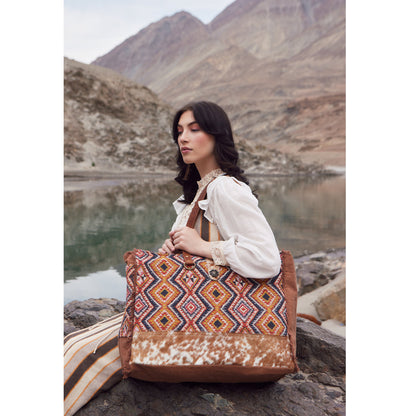 Geometric Blues Weekender Bag
