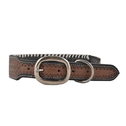 Oxy Daisy Hand-Tooled Leather Dog Collar