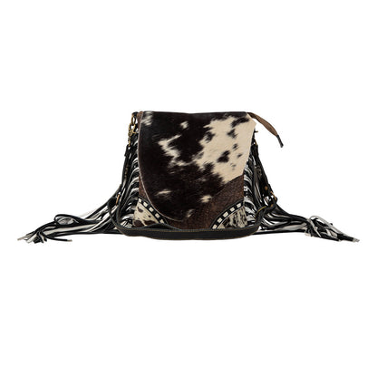 Myra Corral Tempo Leather Concealed Carry Sling  - Fringed Hairon Crossbody Bag with Adjustable Strap for Rugged Touch