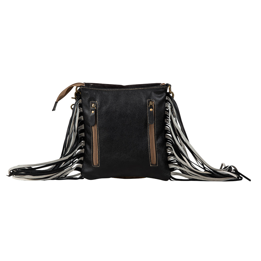 Myra Corral Tempo Leather Concealed Carry Sling  - Fringed Hairon Crossbody Bag with Adjustable Strap for Rugged Touch