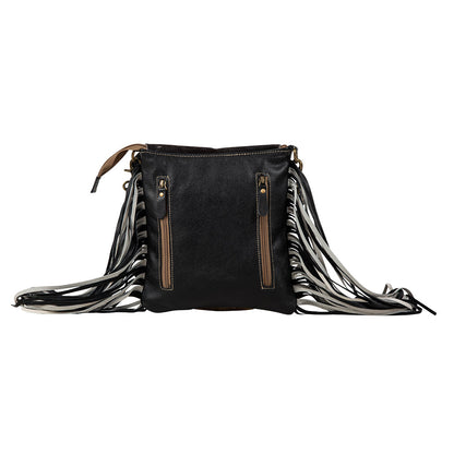 Myra Corral Tempo Leather Concealed Carry Sling  - Fringed Hairon Crossbody Bag with Adjustable Strap for Rugged Touch