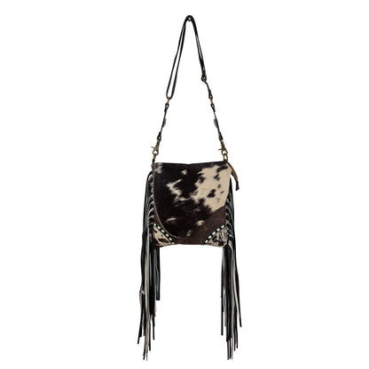 Myra Corral Tempo Leather Concealed Carry Sling  - Fringed Hairon Crossbody Bag with Adjustable Strap for Rugged Touch