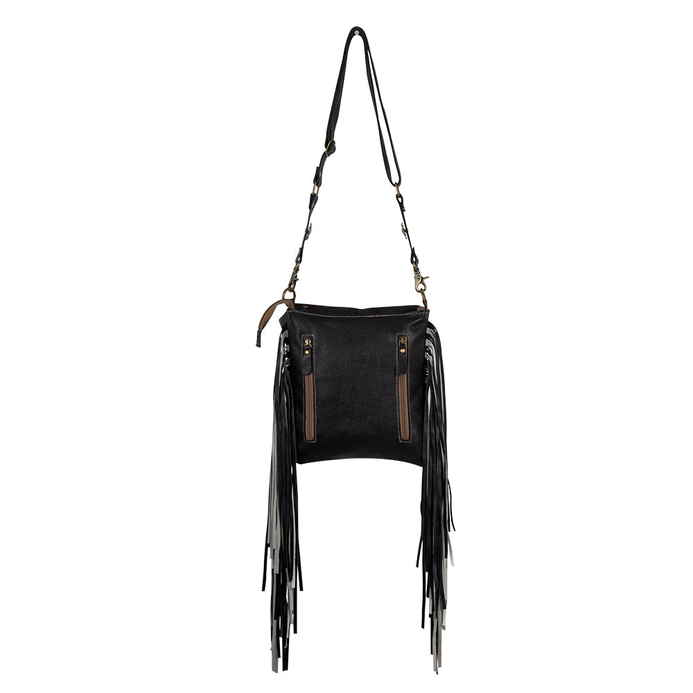 Myra Corral Tempo Leather Concealed Carry Sling  - Fringed Hairon Crossbody Bag with Adjustable Strap for Rugged Touch