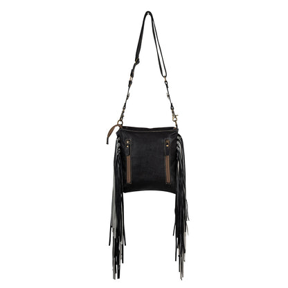 Myra Corral Tempo Leather Concealed Carry Sling  - Fringed Hairon Crossbody Bag with Adjustable Strap for Rugged Touch