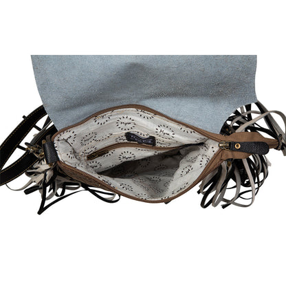 Myra Corral Tempo Leather Concealed Carry Sling  - Fringed Hairon Crossbody Bag with Adjustable Strap for Rugged Touch