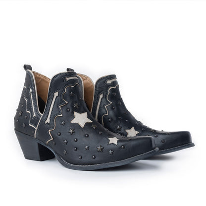 Myra Lone Star Sky Leather Rodeo Boots - Spilt-Top Handstitched Western Boots with Stud Detail for Rodeo Elegance