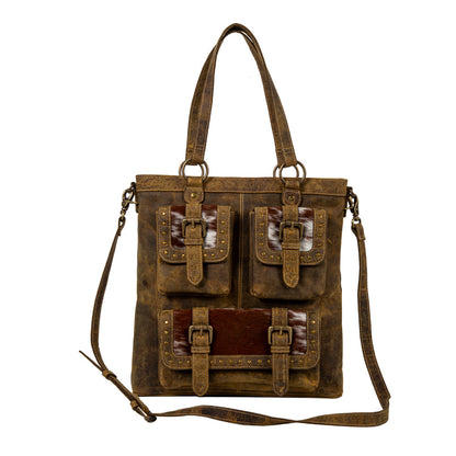 Cube Mesa Pouched Canvas Hairon Bag