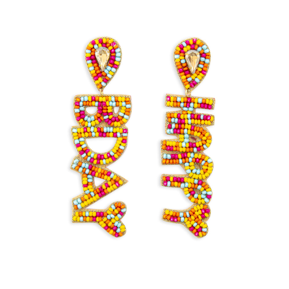 Happy Bday Beaded Earrings
