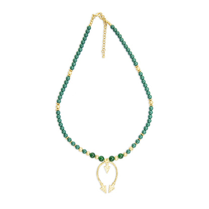 Looping Arrow Faux Malachite Necklace