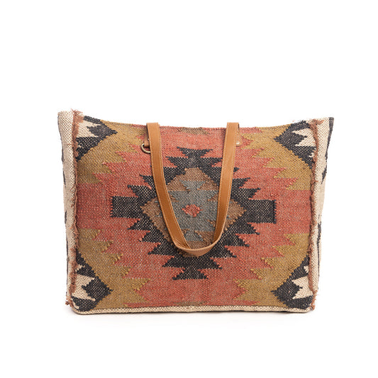 Myra Kaliko Hill Canvas Weekender Bag for Women – Handwoven Boho Print with Dual Shoulder Handles