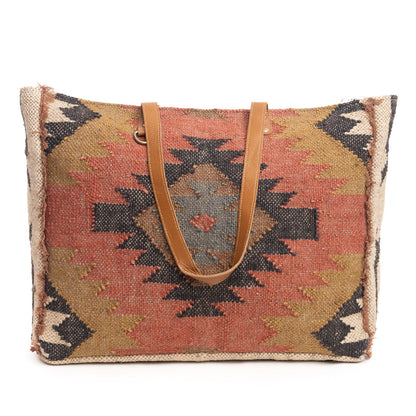 Myra Kaliko Hill Canvas Weekender Bag for Women â€“ Handwoven Boho Print with Dual Shoulder Handles