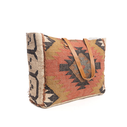 Myra Kaliko Hill Canvas Weekender Bag for Women â€“ Handwoven Boho Print with Dual Shoulder Handles