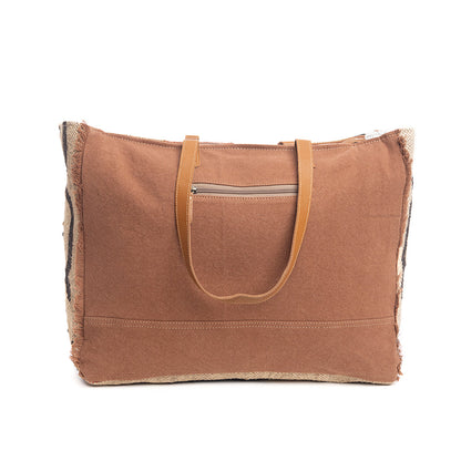 Myra Kaliko Hill Canvas Weekender Bag for Women â€“ Handwoven Boho Print with Dual Shoulder Handles