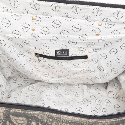 Myra Carmela Printed Canvas Weekender Bag â€“ Leather Handles with Buckle Strap, Spacious Travel Tote for Western Getaways