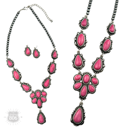 Western stone concho necklace set