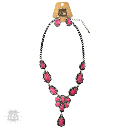 Western stone concho necklace set