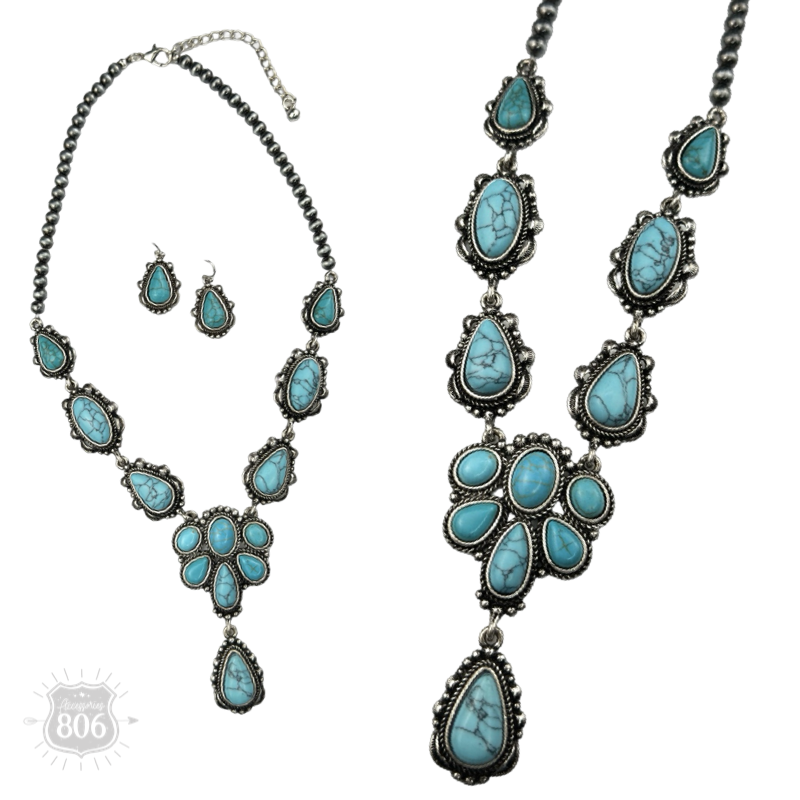 Western stone concho necklace set