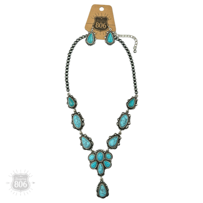 Western stone concho necklace set