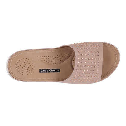 Women's Julie Blush Embellished Flat Comfort Sandals