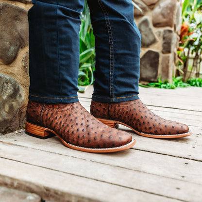 Soto Boots Mens Out of the Wild Cognac Ostrich Print Boots H50031