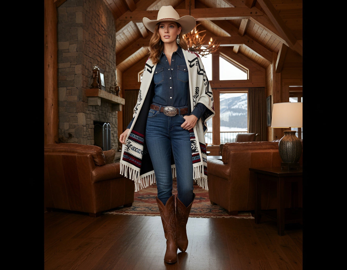 Southwest Reversible Wrap - White