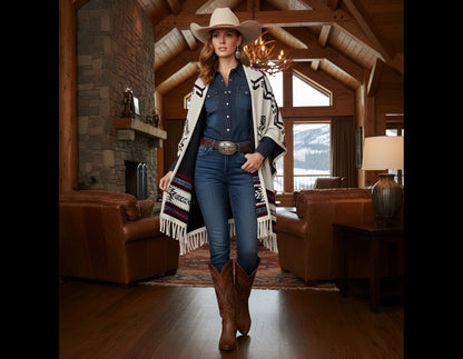 Southwest Reversible Wrap - White