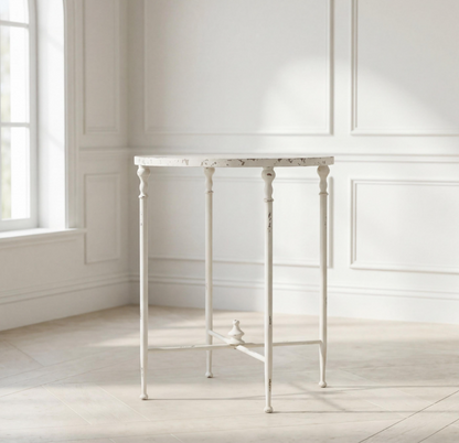 Antiqued Metal Round Side Table