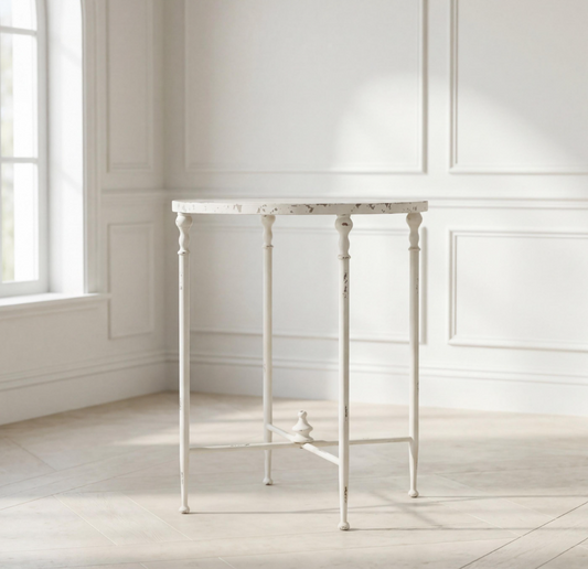 Antiqued Metal Round Side Table
