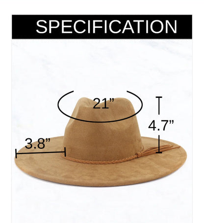 **Boho Western Hat w/ Choice of Feather Hat Band-Taupe 982b