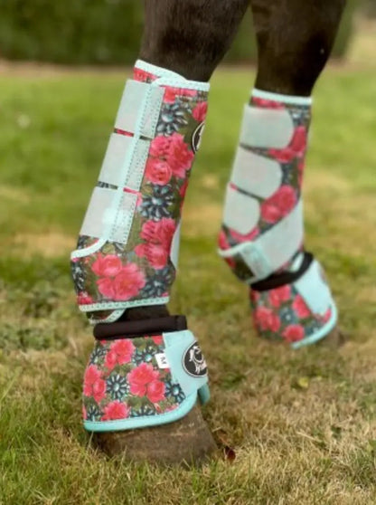 Turquoise Floral Bell Boots - 2 Pack