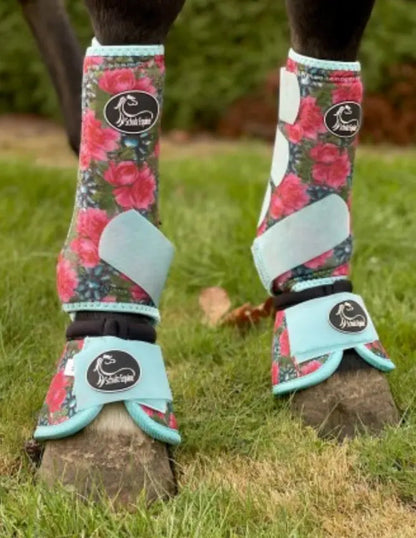 Turquoise Floral Bell Boots - 2 Pack