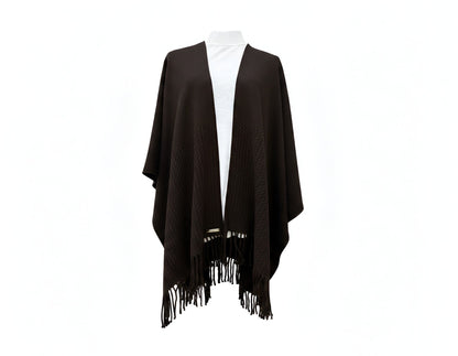 Signature Line Shawl Wrap - Black