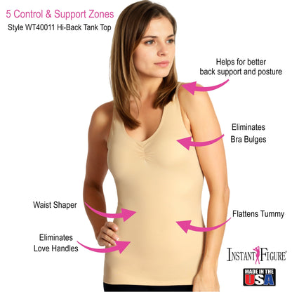 InstantFigure Shirred Tank Top Plus Size Shapewear WT40011C