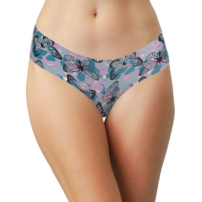 Butterfly Purple Camo No Show Laser Cut Thong