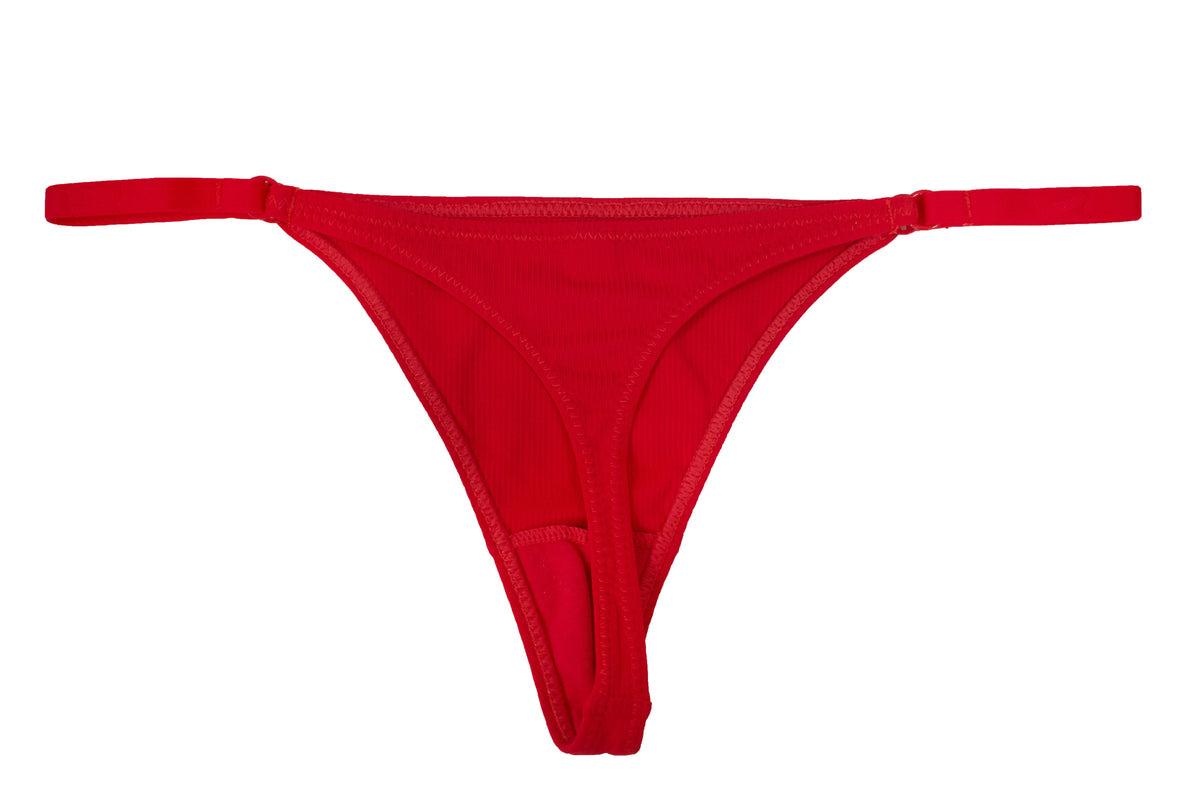 Strappy Rib Micro Thong with Elastic Sides
