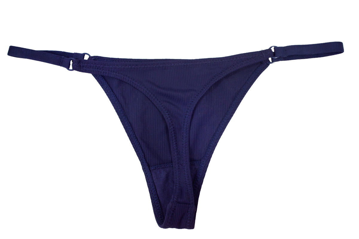 Strappy Rib Micro Thong with Elastic Sides