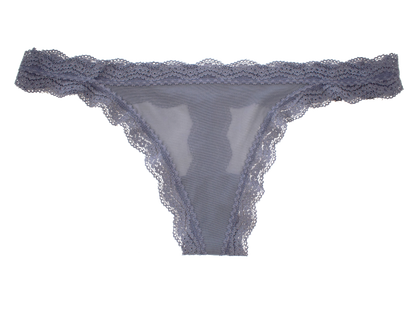 Mesh Thong with Lace Trim at the Waist and Leg, XS-2X