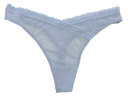 V-Front Mesh Thong with Lace, XS-2X