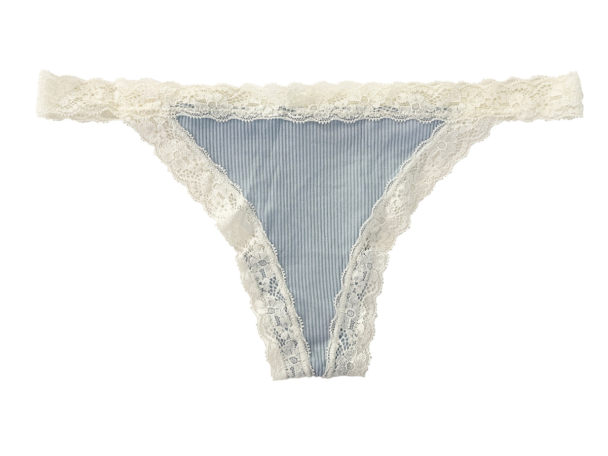 Rib Modal Thong with Contrast Lace, XS-2X