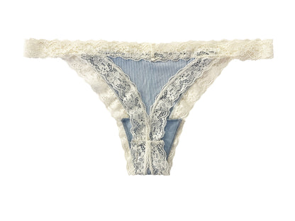 Rib Modal Thong with Contrast Lace, XS-2X