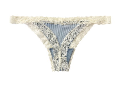 Rib Modal Thong with Contrast Lace, XS-2X