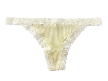 Rib Modal Thong with Contrast Lace, XS-2X