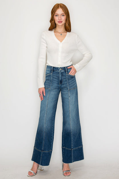 Aurora Tummy Control Eco Friendly Fabric Slim Palazzo Jeans (Dark Wash)