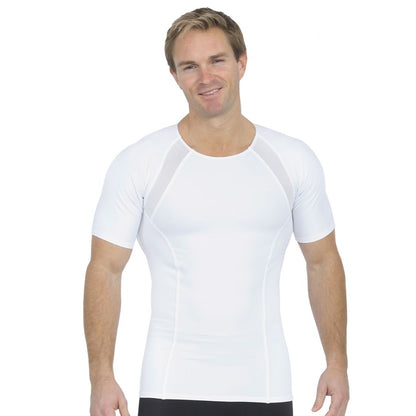 Insta Slim Men’s Side & Back Power Mesh Panel Crew Neck Shirt TS2307