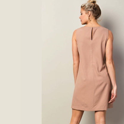 Tan Lace Peep Dress