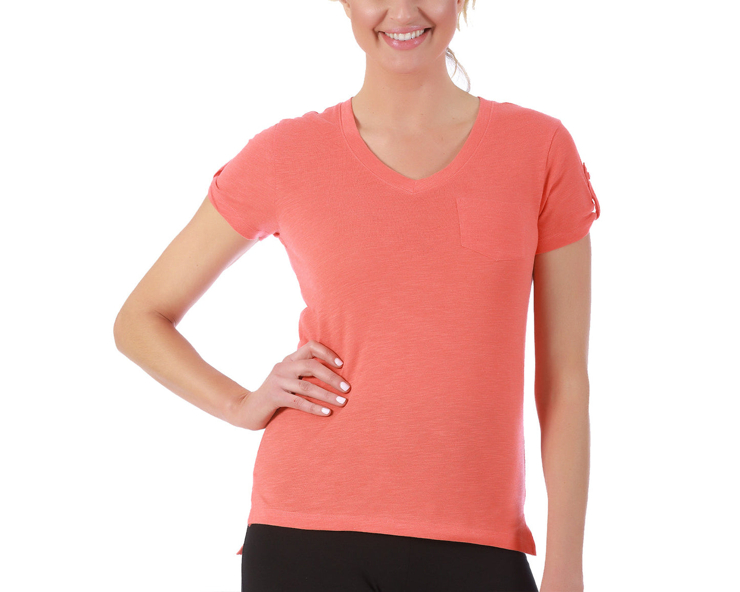 Short Sleeve V-Neck Tee with Pocket 153600